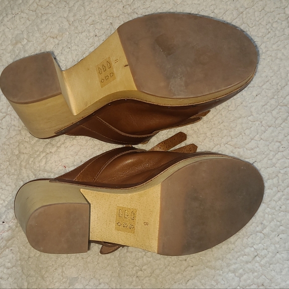 Madewell Kiltie Mules Brown Fringe Boho 70s style Leather Clog heels size 8 - Picture 3 of 9
